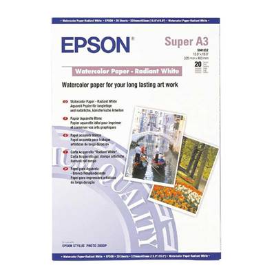 EPSON Papier Aquarelle Blanc 190g A3+ 20 feuilles