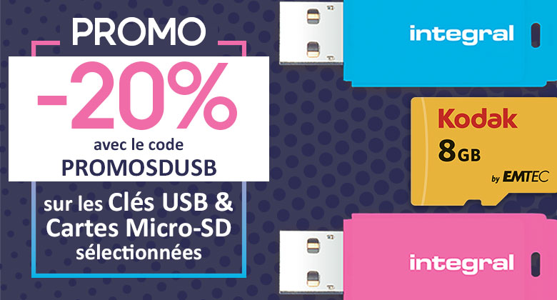 Profitez d'une remise de -20% sur les cartes Micro-SD et clés USB du moment !