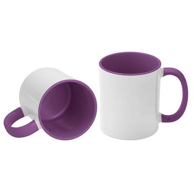 MUG Blanc 11oz/320ml avec intérieur et poignée VIOLET - lot de 12