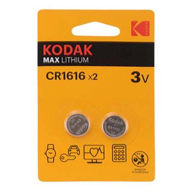 KODAK Piles Bouton Lithium x 2 CR1616 Vendu par 12