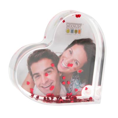 	DEKNUDT Cadre Photo Forme Coeur en plexi avec paillettes rouge