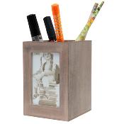 DEKNUDT porte-stylos bois gris beige  2 photos 6x10 - Lot de 2