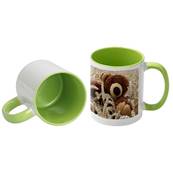 MUG Blanc 11oz/320ml avec intrieur et poigne VERT - lot de 12