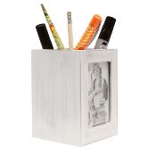 DEKNUDT Porte-stylos bois blanc 2 photos 6x10cm - Lot de 2